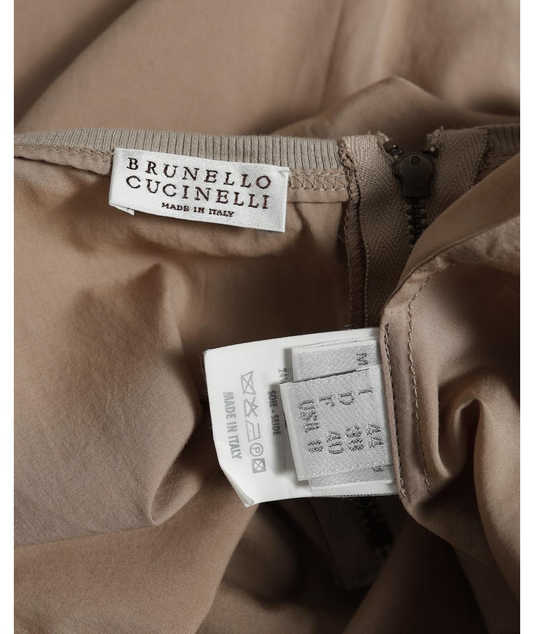 BRUNELLO CUCINELLI Бежевое хлопковое повседневное платье, фото 5