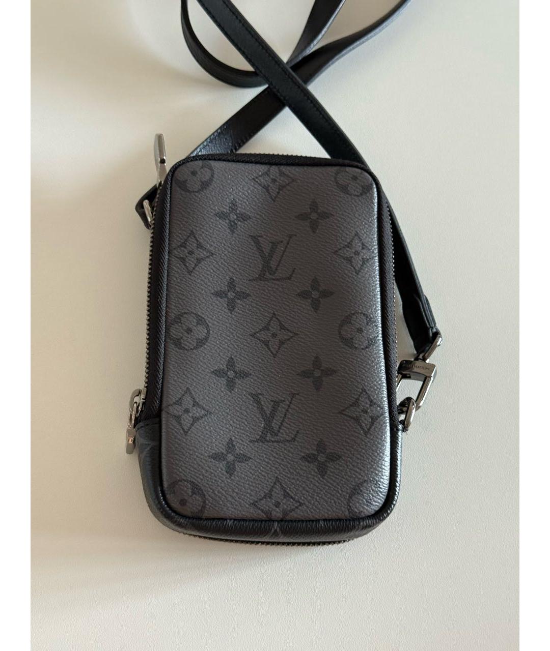 LOUIS VUITTON Черная кожаная сумка на плечо, фото 4