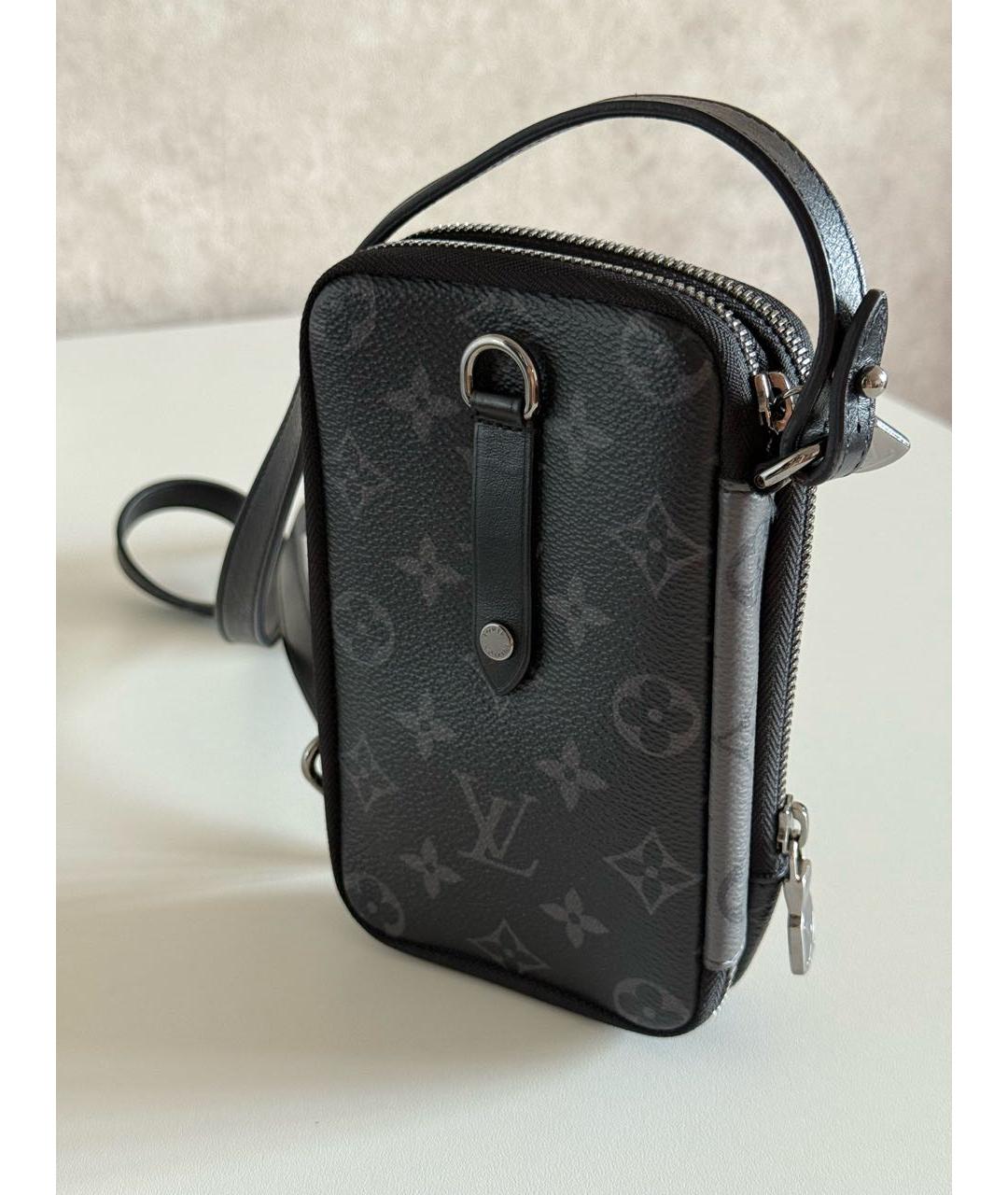 LOUIS VUITTON Черная кожаная сумка на плечо, фото 6