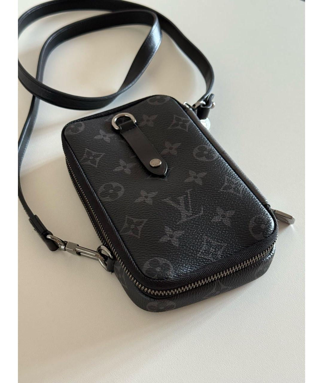 LOUIS VUITTON Черная кожаная сумка на плечо, фото 2