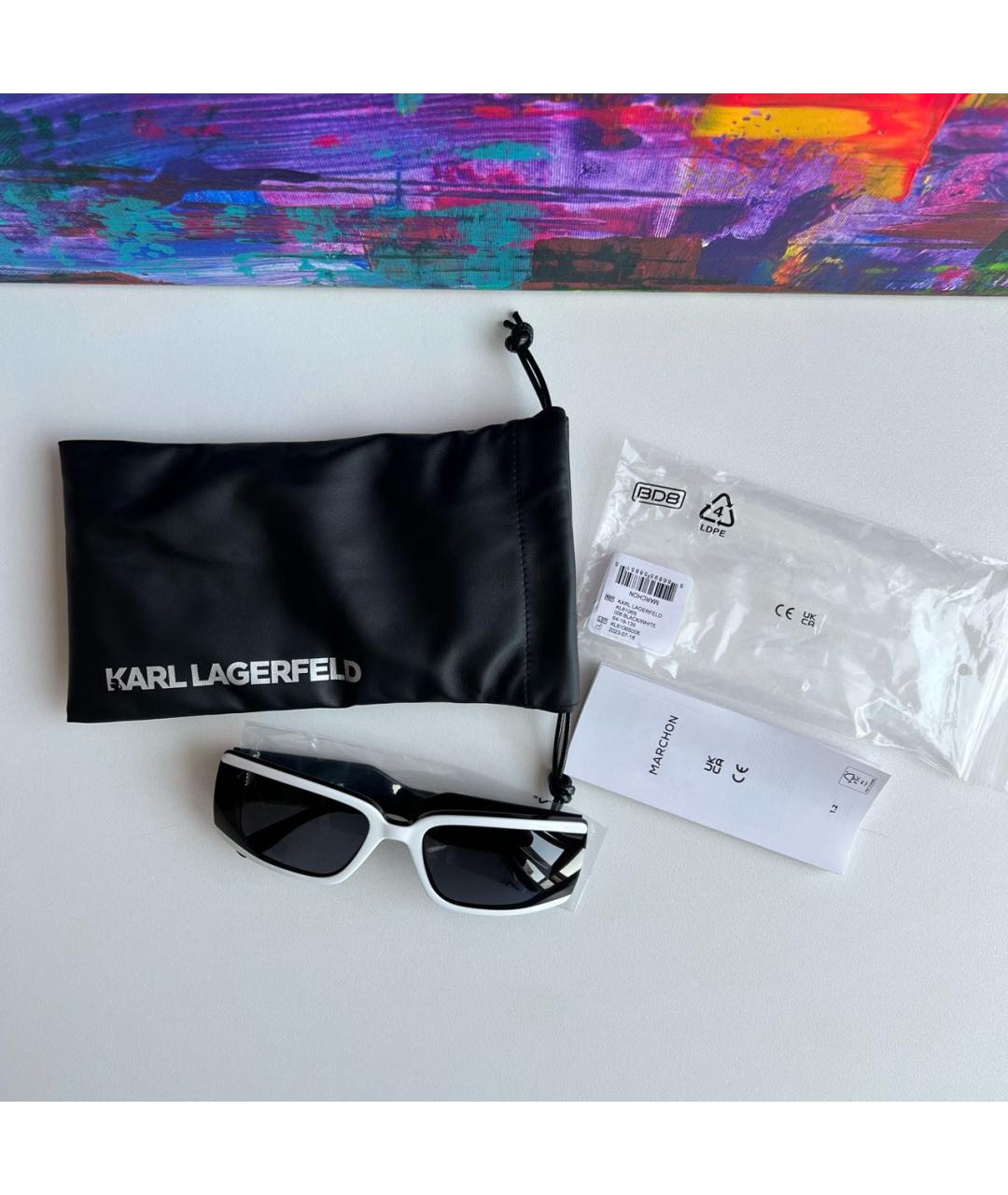 KARL LAGERFELD Черные пластиковые солнцезащитные очки, фото 4