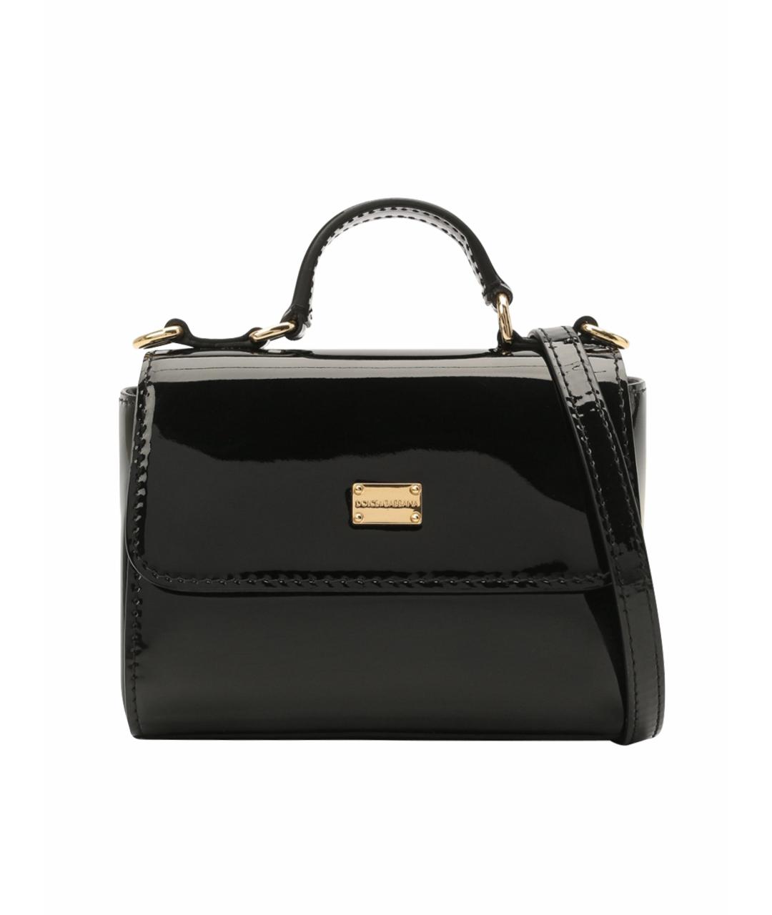 DOLCE&GABBANA Черная кожаная сумка с короткими ручками, фото 1