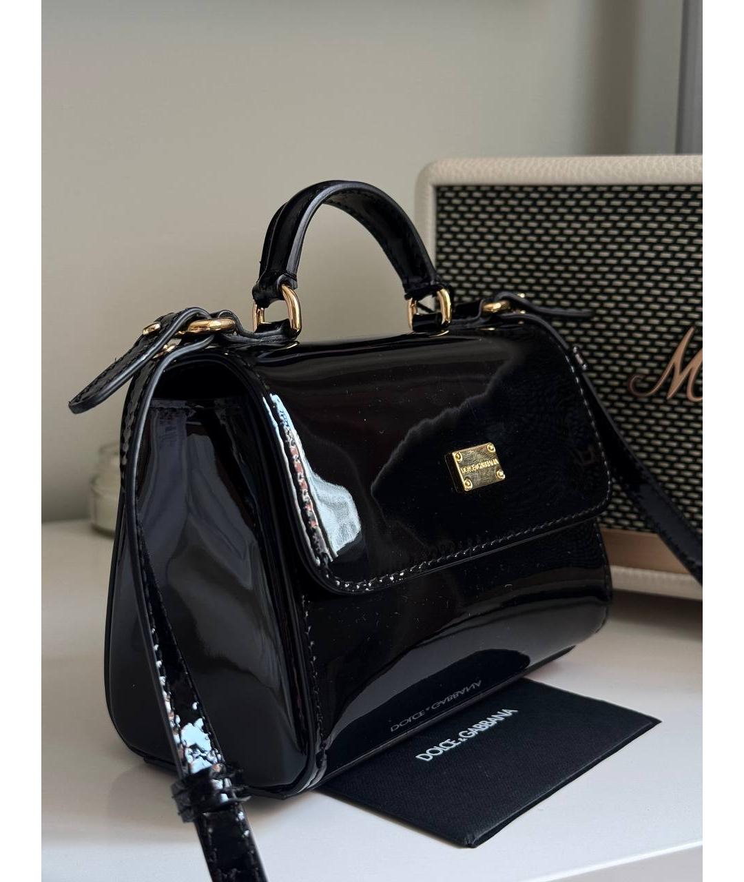 DOLCE&GABBANA Черная кожаная сумка с короткими ручками, фото 4