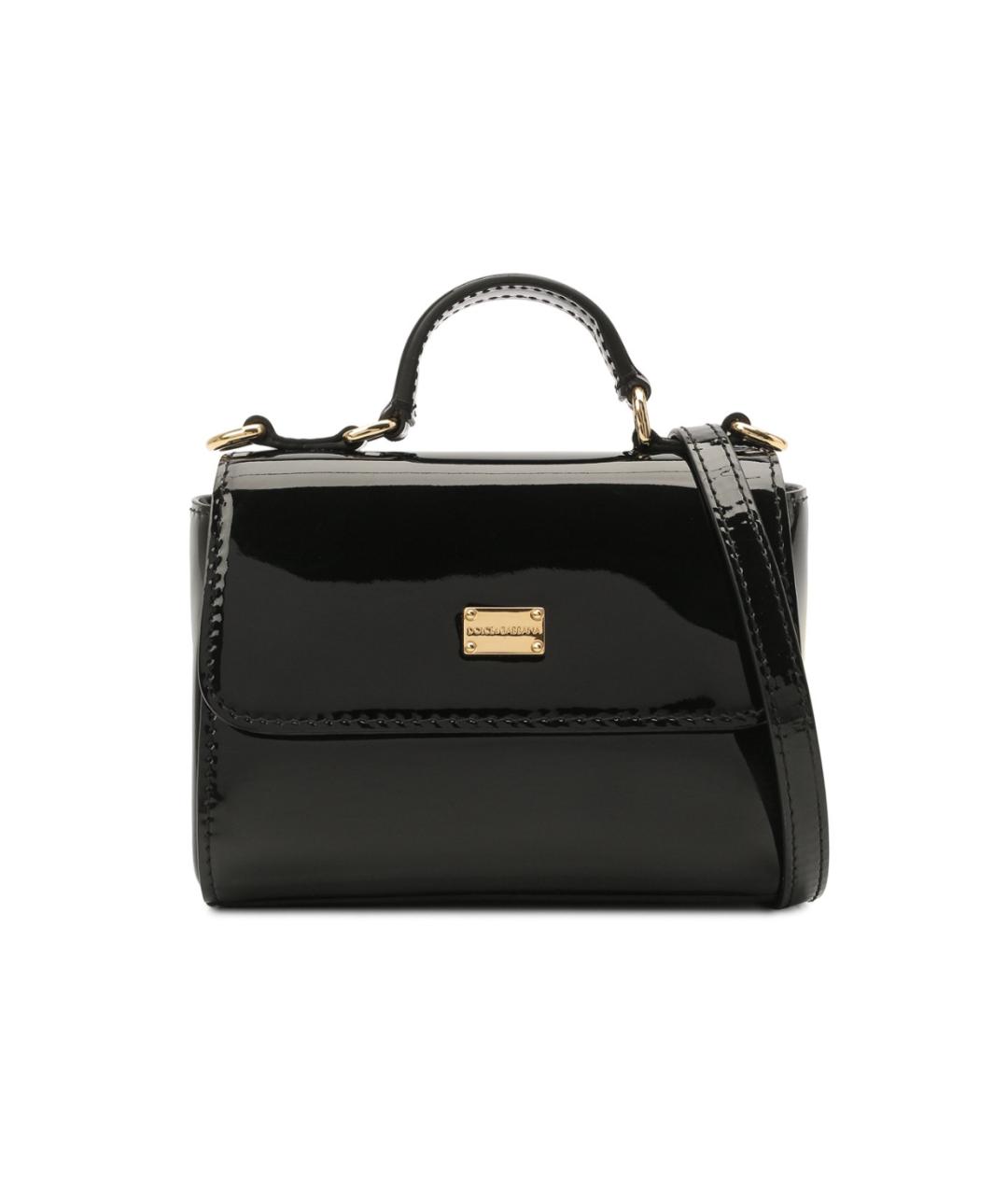 DOLCE&GABBANA Черная кожаная сумка с короткими ручками, фото 6