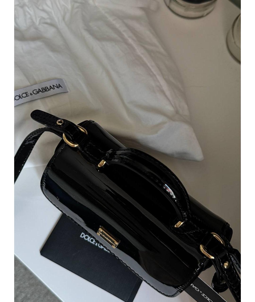 DOLCE&GABBANA Черная кожаная сумка с короткими ручками, фото 5