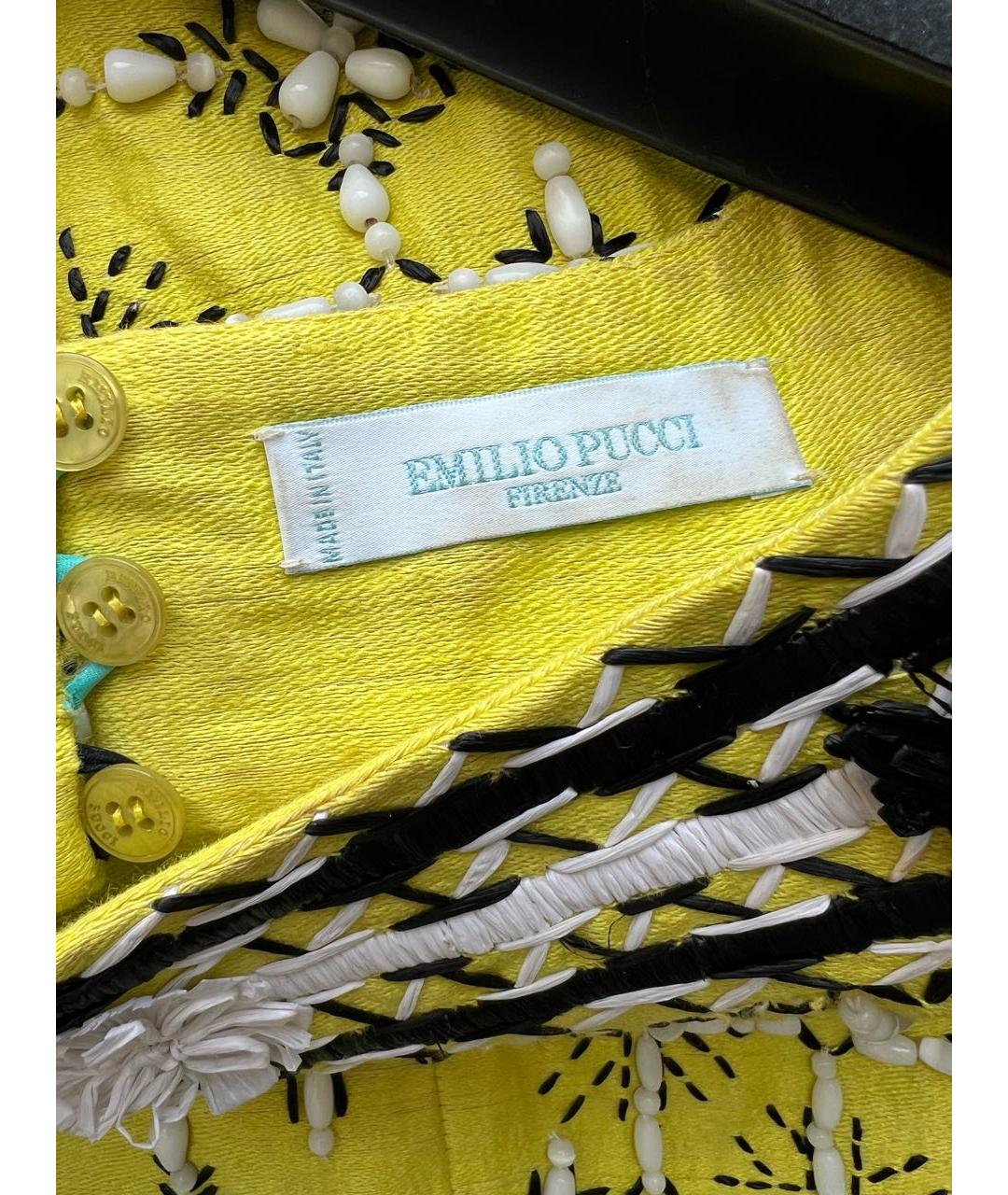 EMILIO PUCCI Желтое хлопковое коктейльное платье, фото 2