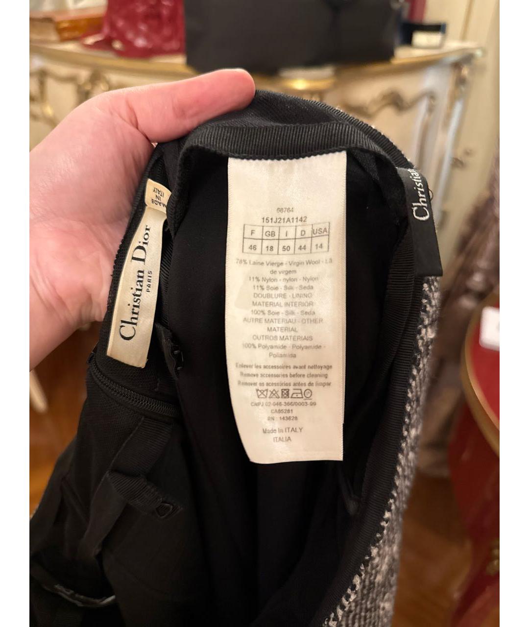 CHRISTIAN DIOR Антрацитовая юбка миди, фото 3