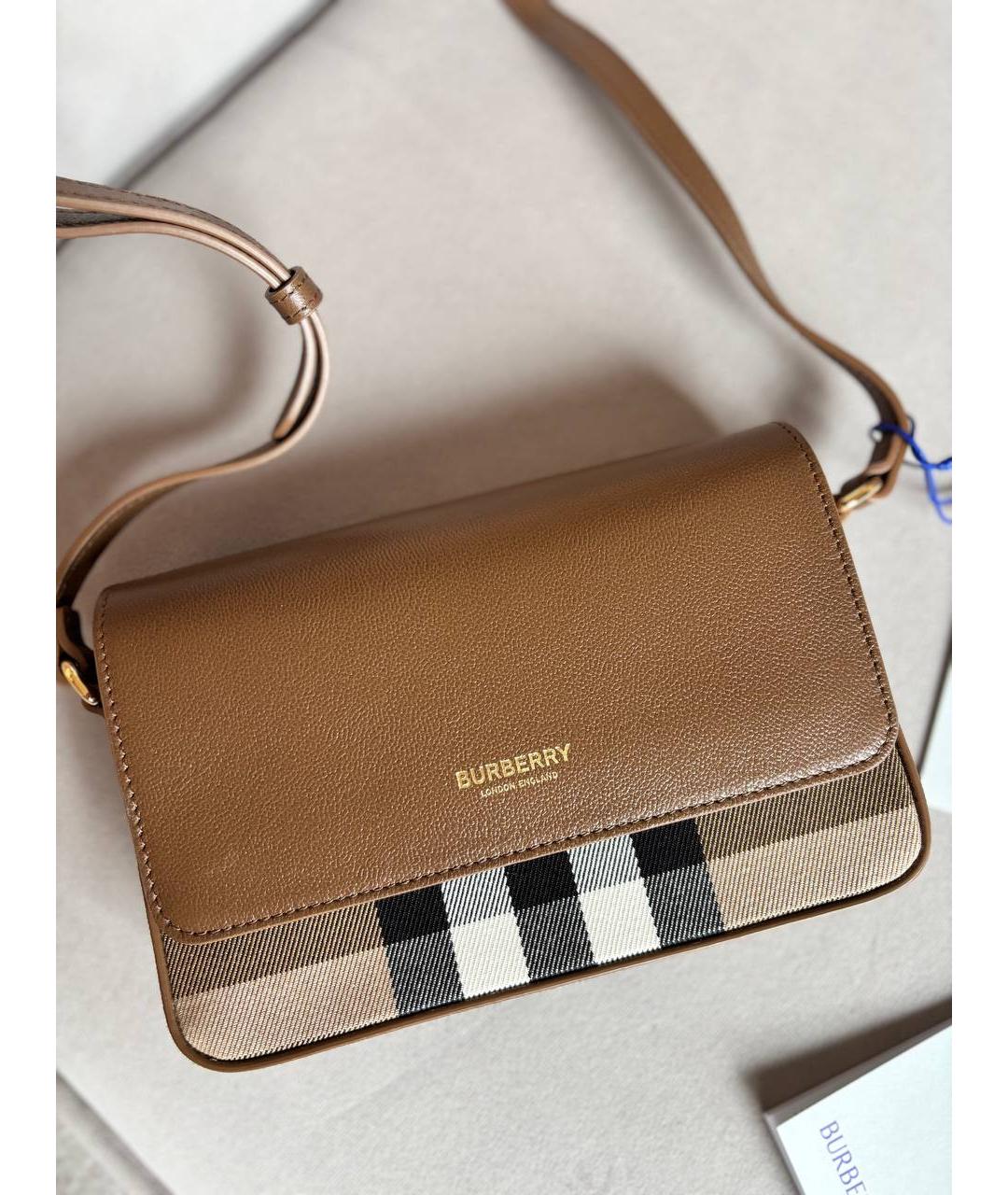 BURBERRY Коричневая кожаная сумка через плечо, фото 2