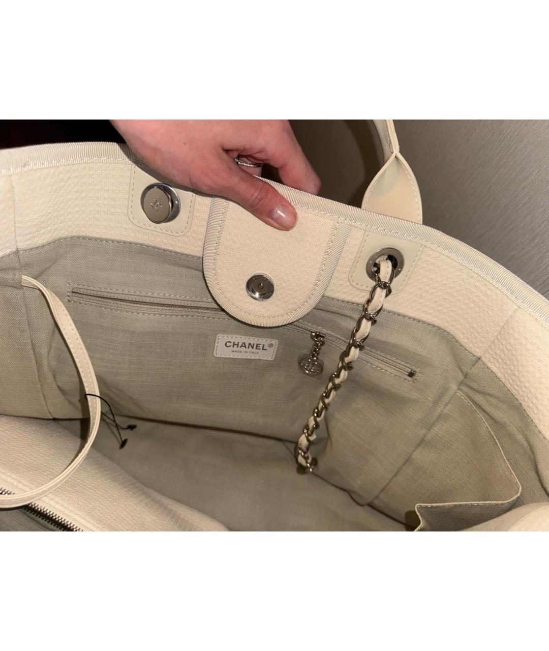 CHANEL Бежевая тканевая пляжная сумка, фото 7