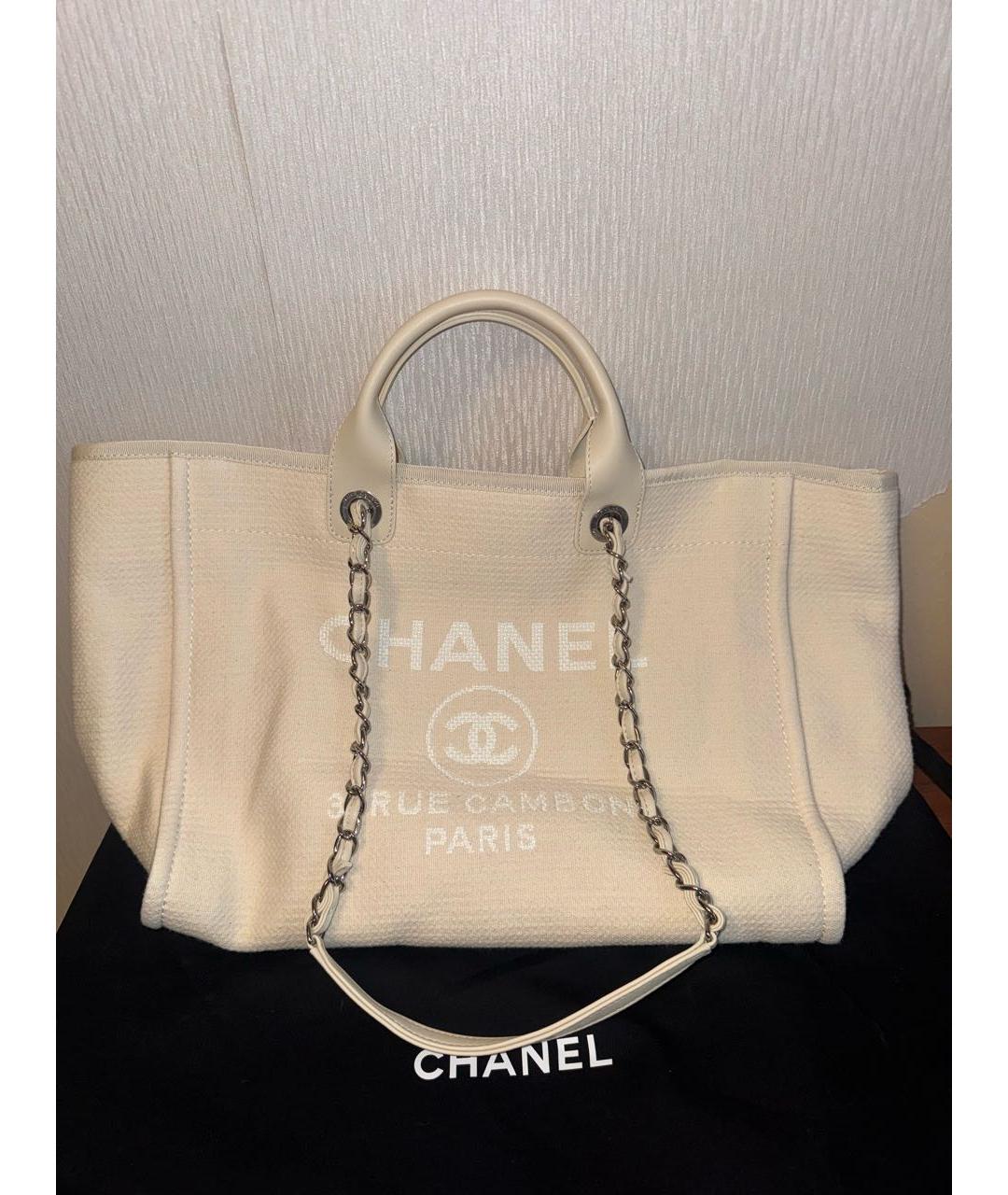 CHANEL Бежевая тканевая пляжная сумка, фото 9