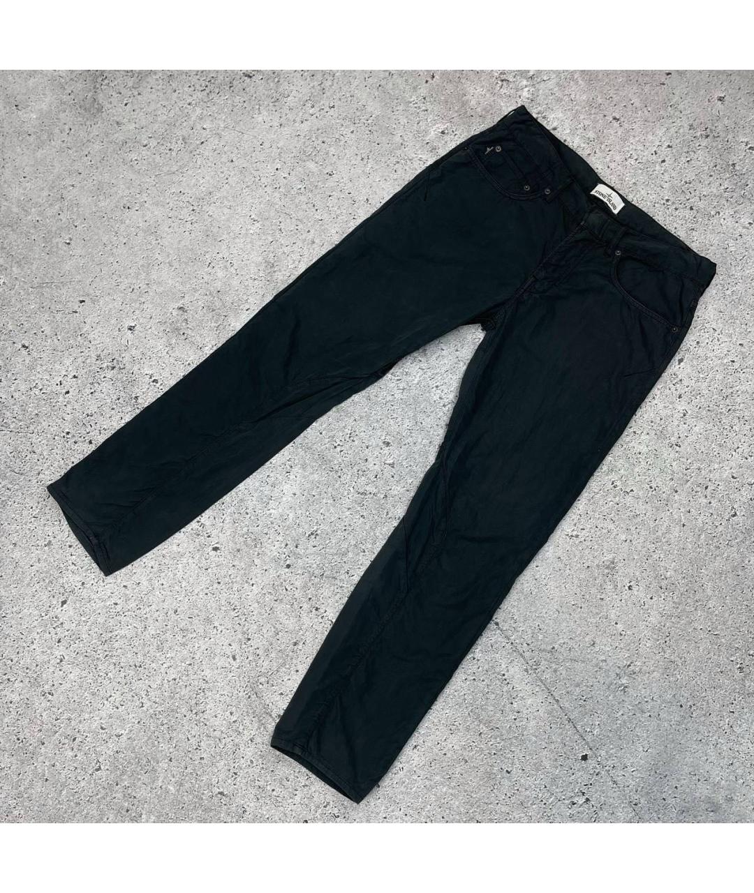 STONE ISLAND Черные хлопковые прямые джинсы, фото 2