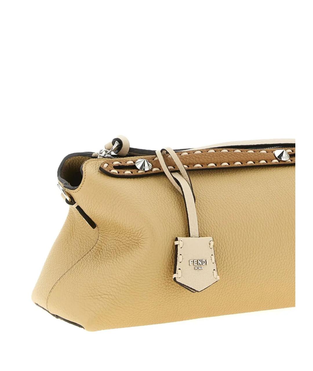 FENDI Бежевая кожаная сумка через плечо, фото 2