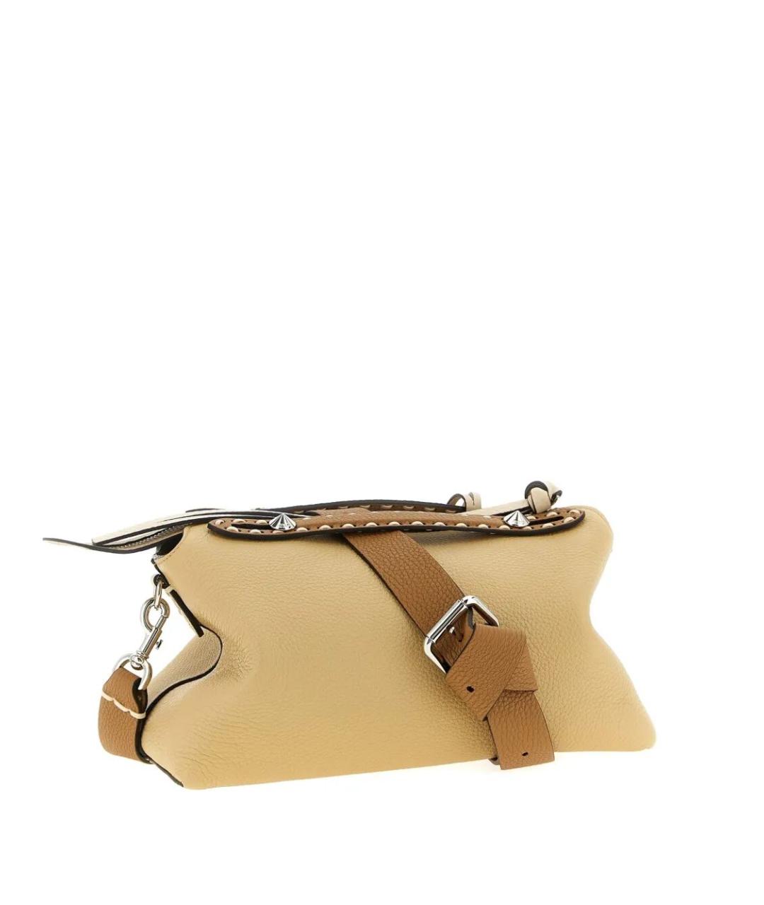 FENDI Бежевая кожаная сумка через плечо, фото 3