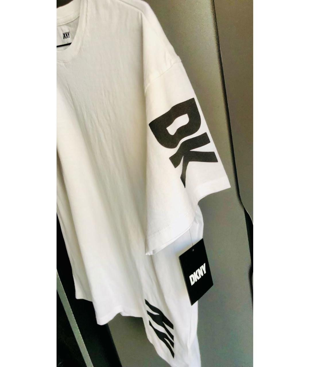 DKNY Белая хлопковая футболка, фото 3