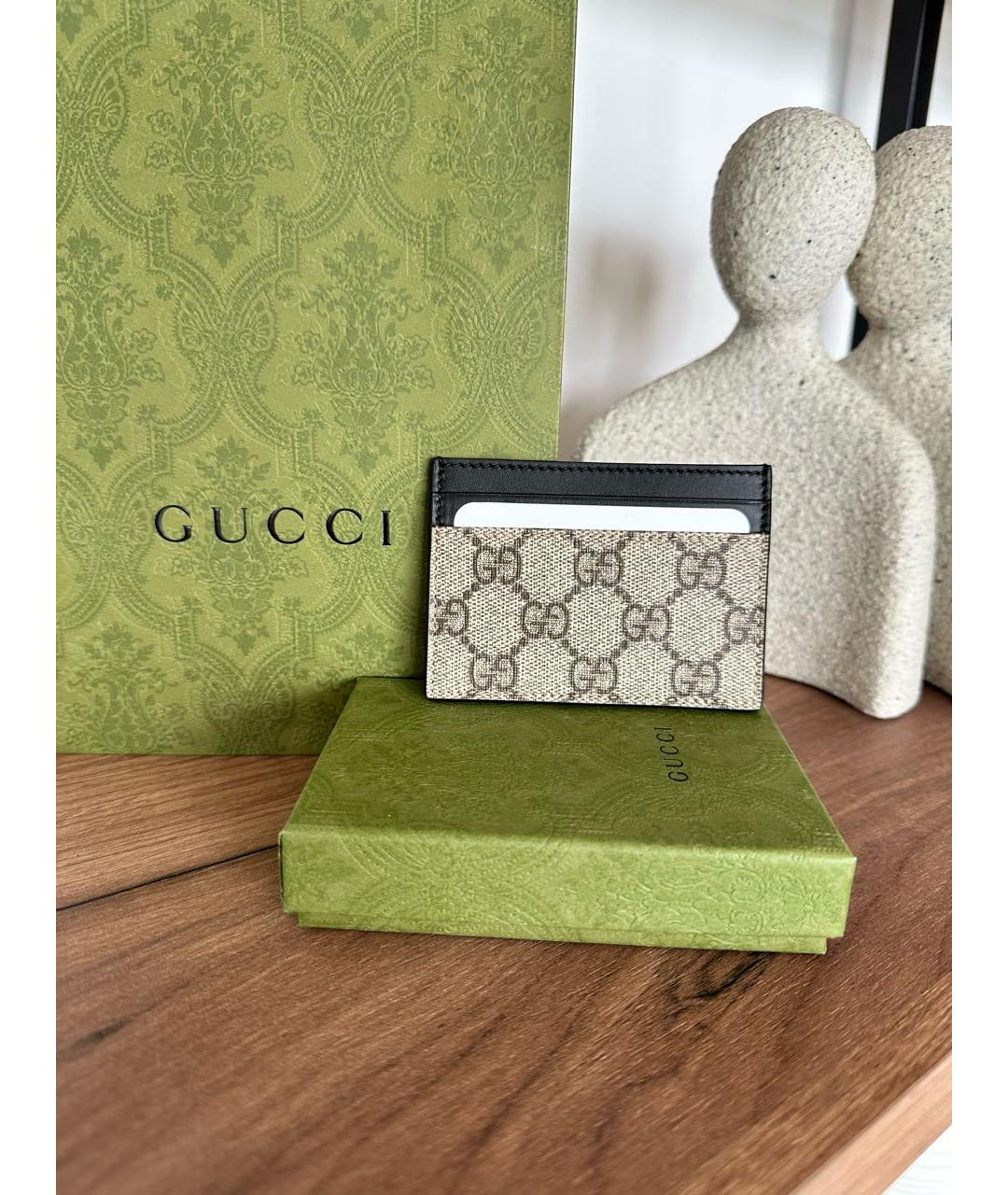 GUCCI Бежевый кожаный кардхолдер, фото 4