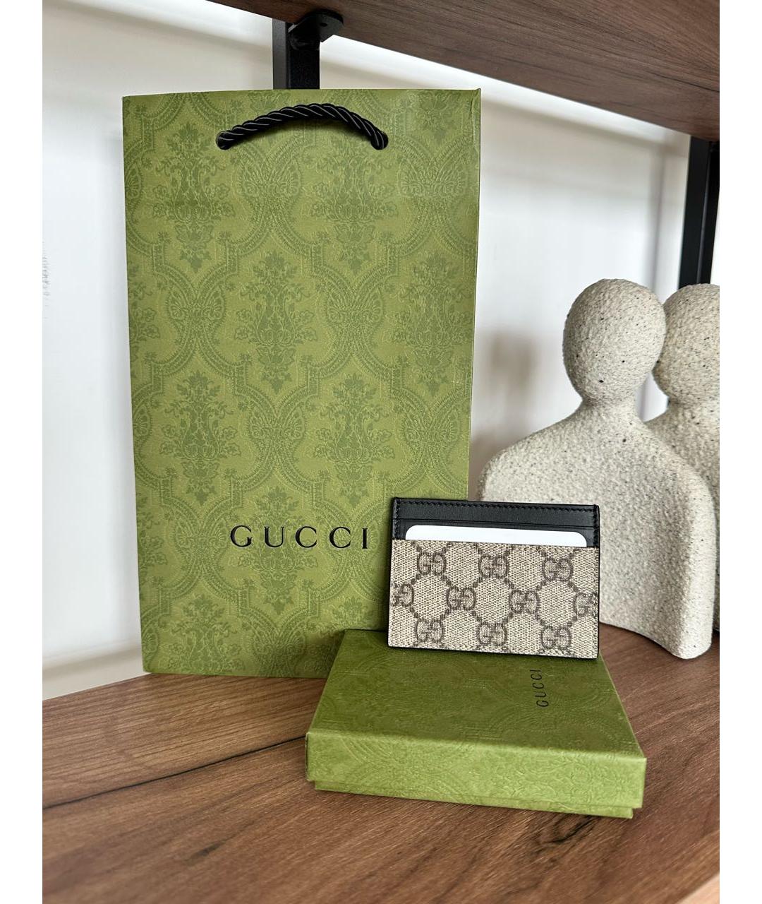 GUCCI Бежевый кожаный кардхолдер, фото 2