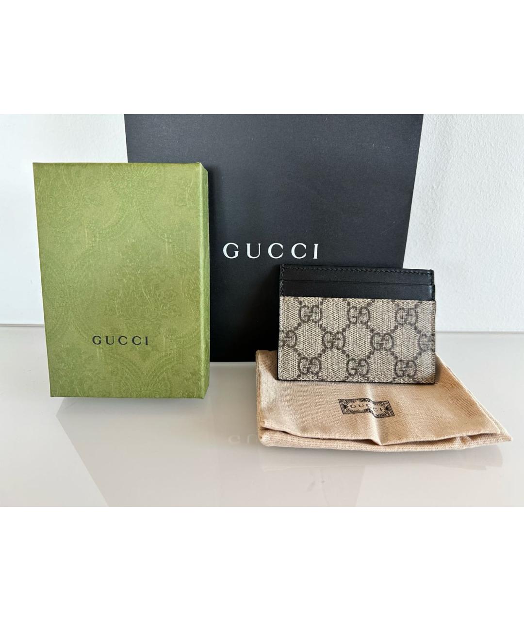 GUCCI Бежевый кожаный кардхолдер, фото 4