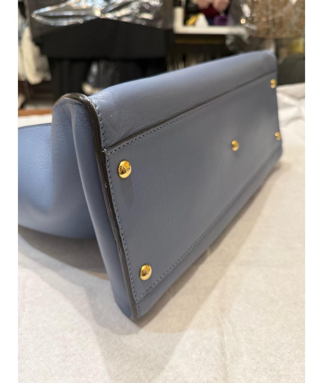 FENDI Голубая кожаная сумка тоут, фото 5