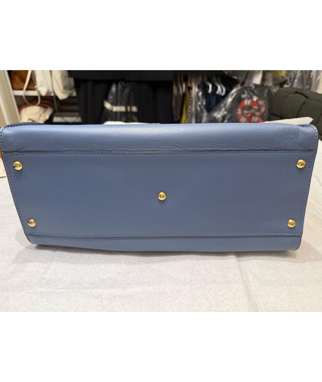FENDI Голубая кожаная сумка тоут, фото 7