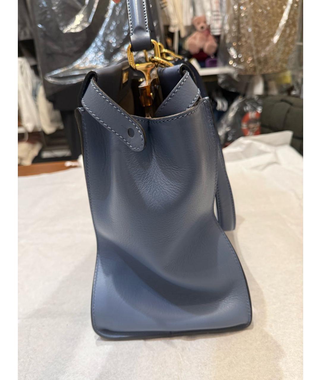 FENDI Голубая кожаная сумка тоут, фото 4