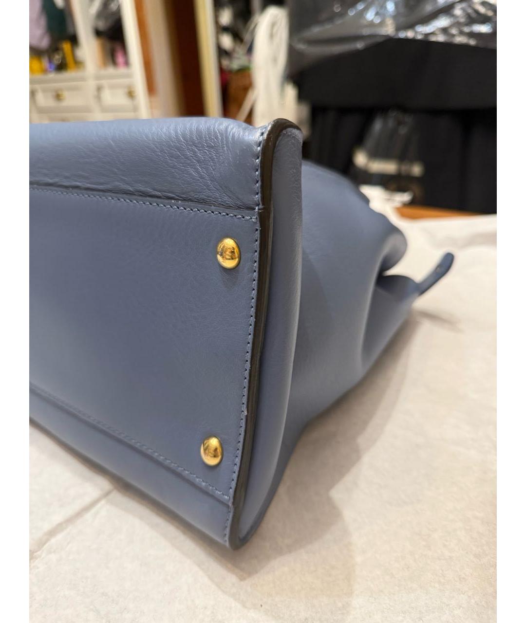 FENDI Голубая кожаная сумка тоут, фото 6