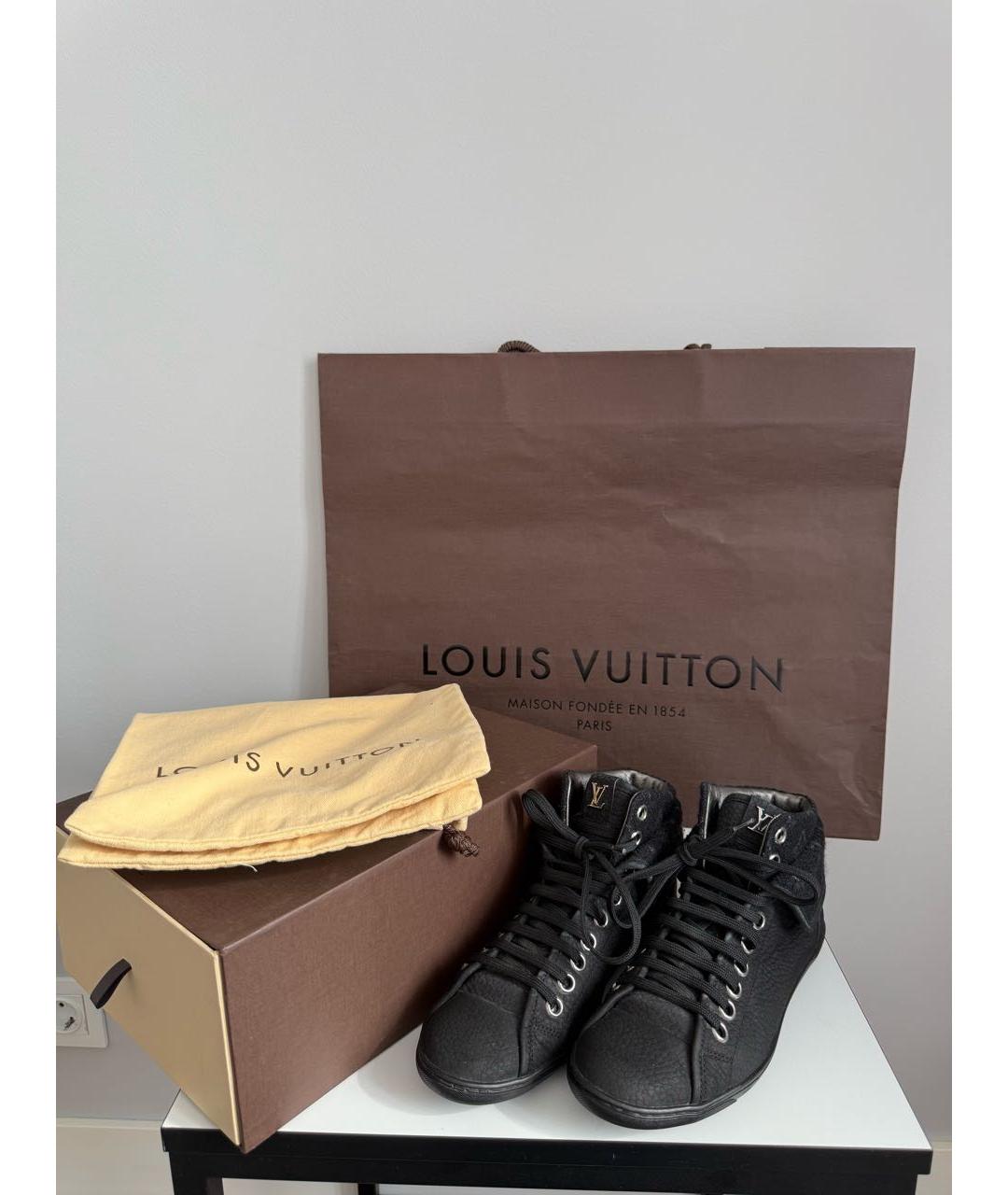 LOUIS VUITTON Черные кожаные кеды, фото 5