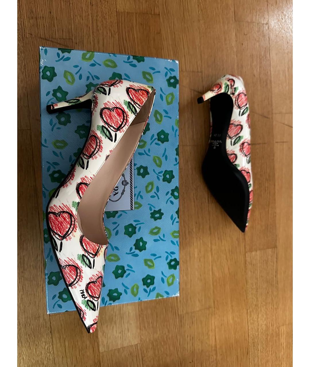 PRADA Мульти кожаные лодочки на низком каблуке, фото 4