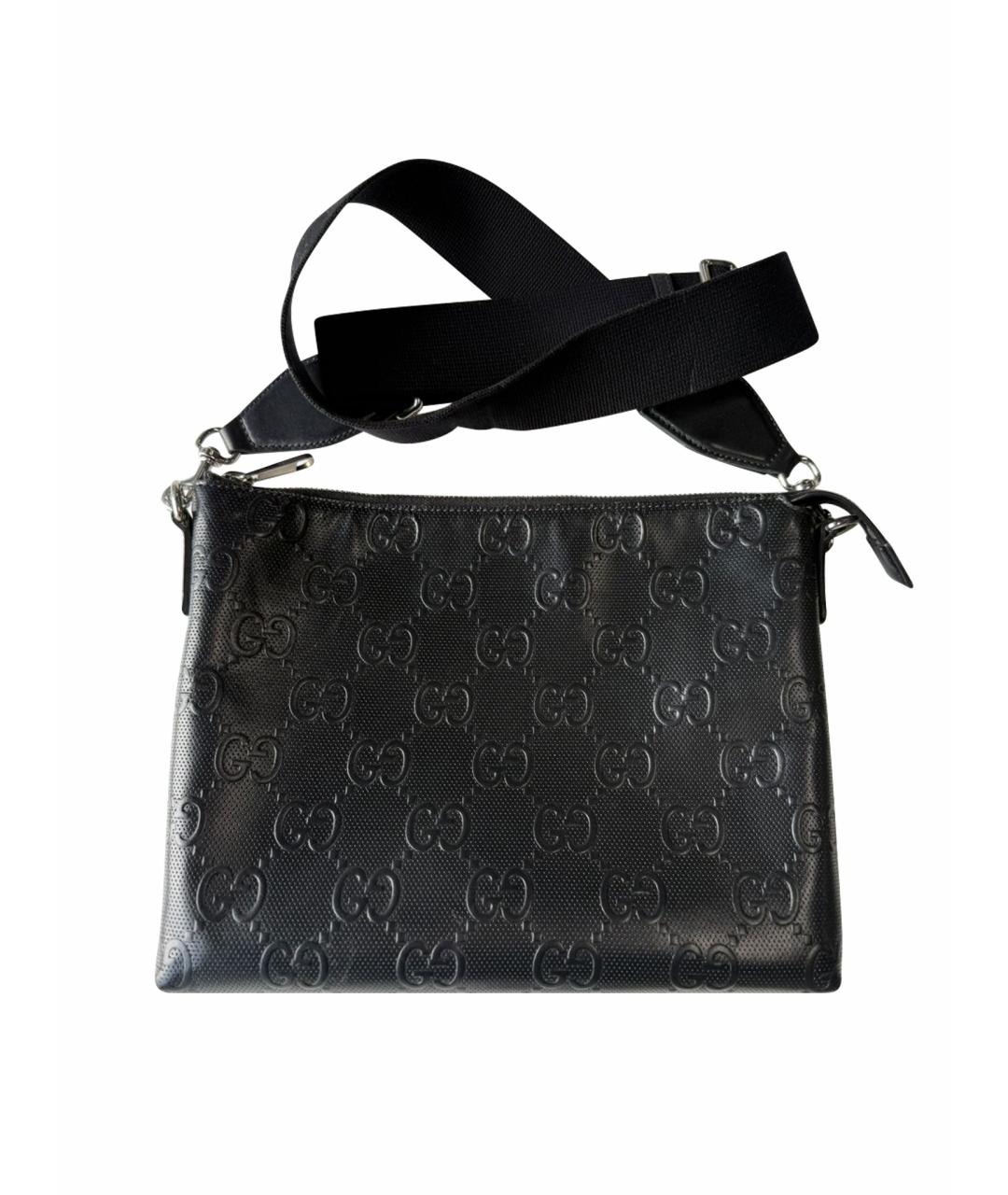 GUCCI Черная кожаная сумка на плечо, фото 1