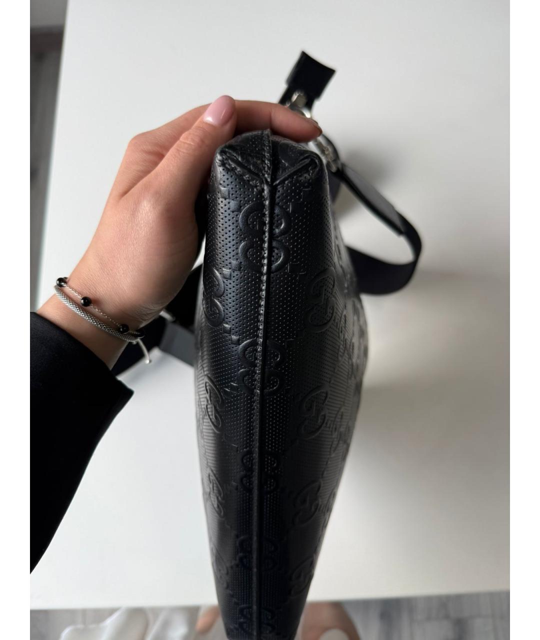 GUCCI Черная кожаная сумка на плечо, фото 3