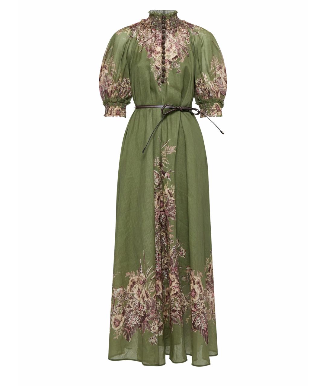 ZIMMERMANN Хаки полиэстеровое повседневное платье, фото 1