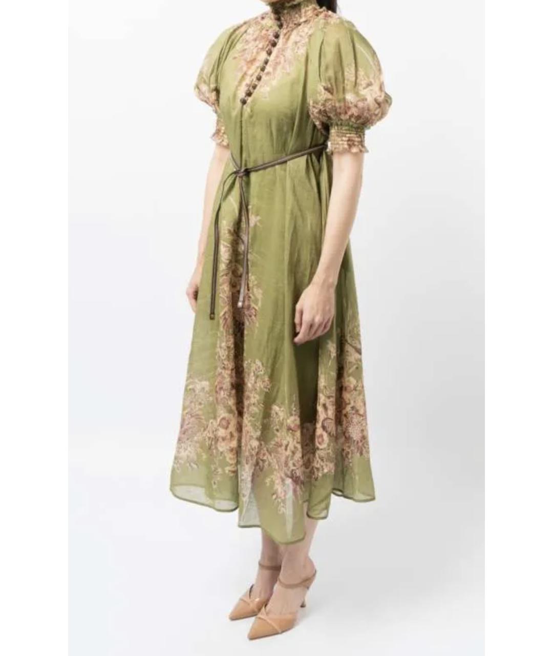 ZIMMERMANN Хаки полиэстеровое повседневное платье, фото 4
