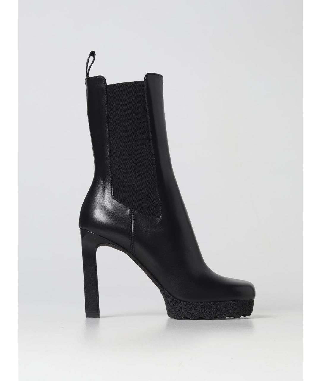 OFF-WHITE Черные кожаные ботильоны, фото 5
