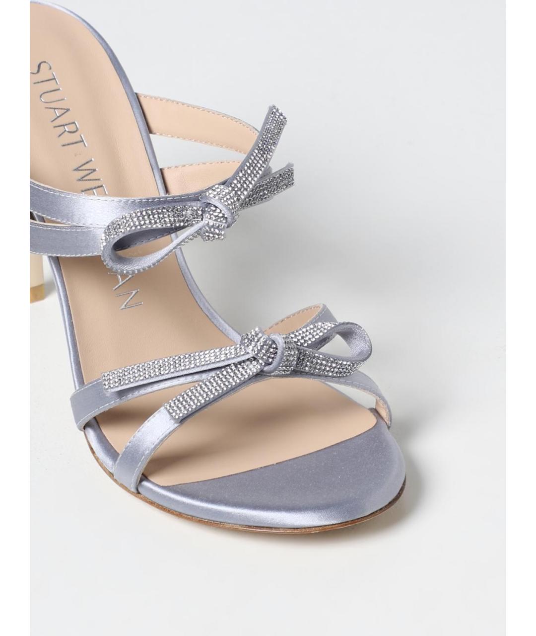 STUART WEITZMAN Серые текстильные мюли, фото 4