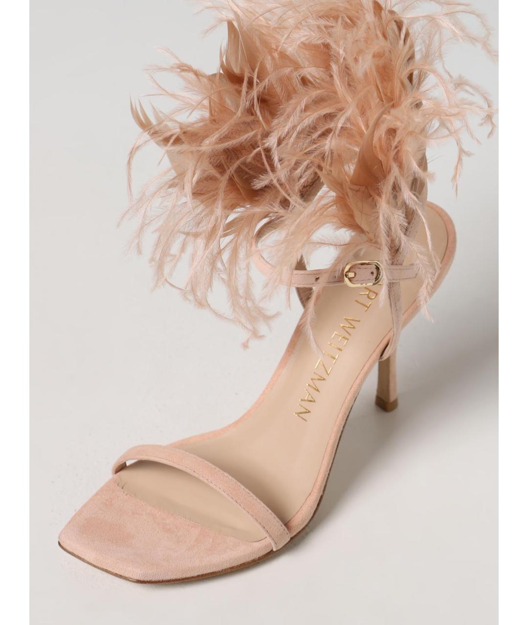 STUART WEITZMAN Бежевые замшевые босоножки, фото 4