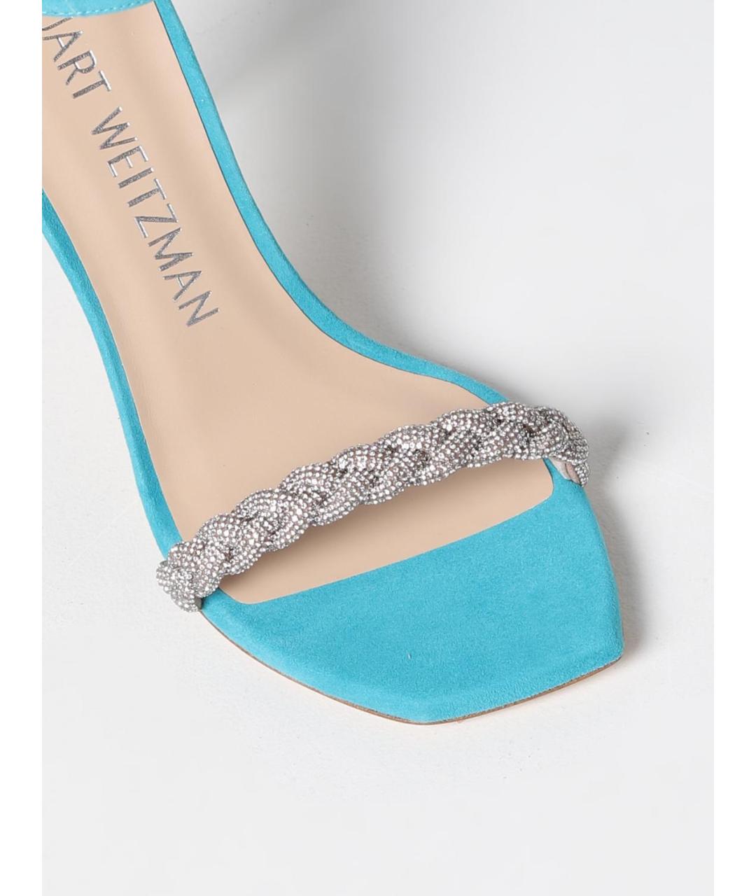 STUART WEITZMAN Голубые замшевые босоножки, фото 4