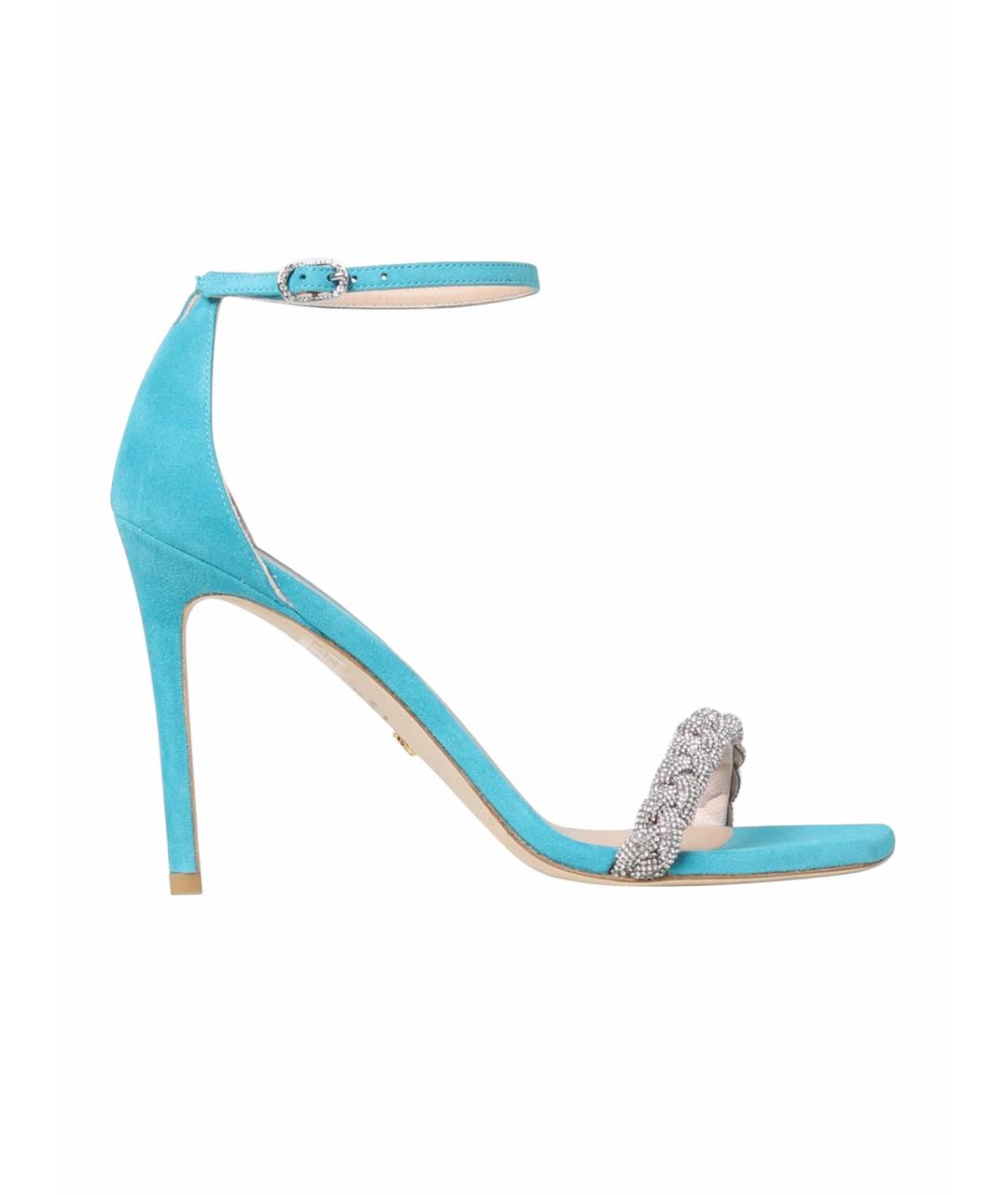STUART WEITZMAN Голубые замшевые босоножки, фото 1