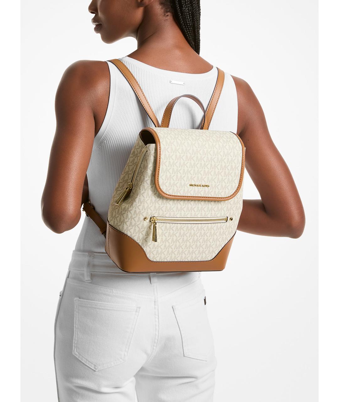 MICHAEL KORS Бежевый рюкзак из искусственной кожи, фото 4