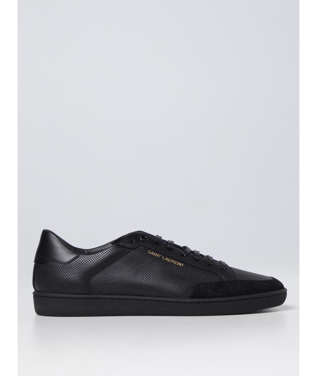 SAINT LAURENT Черные кожаные низкие кроссовки / кеды, фото 5