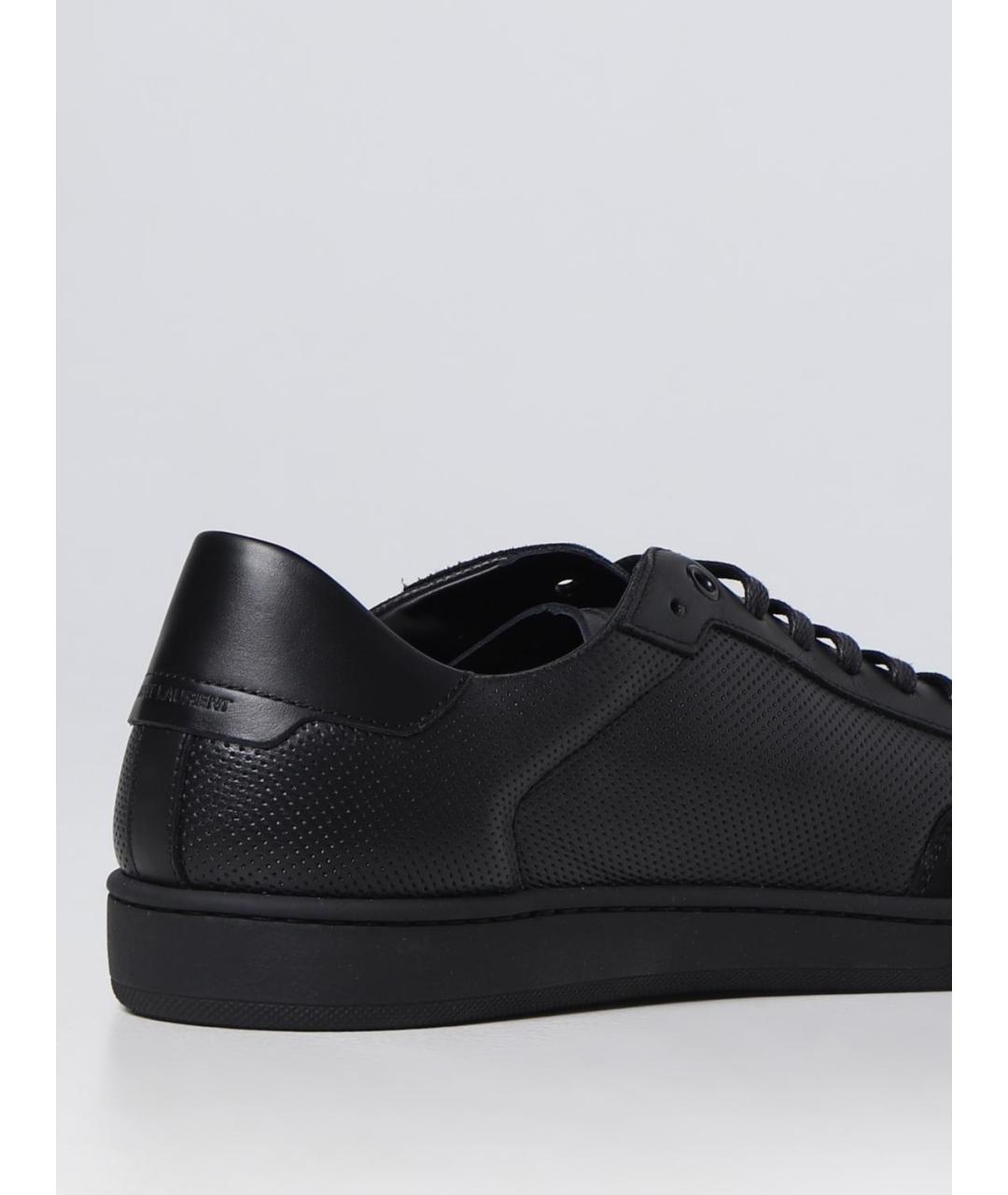 SAINT LAURENT Черные кожаные низкие кроссовки / кеды, фото 3