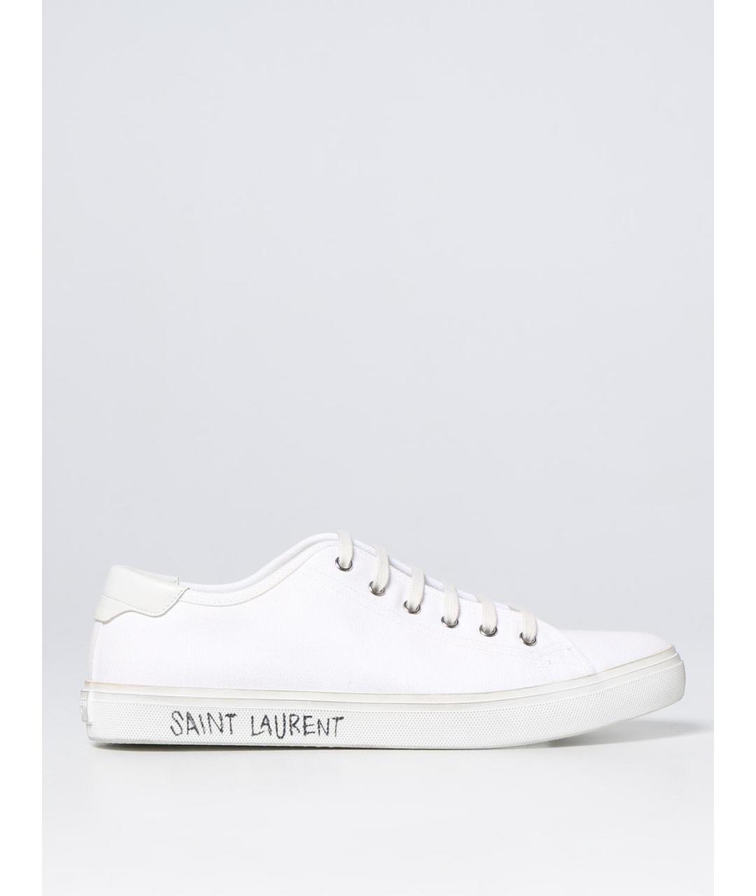 SAINT LAURENT Белые текстильные низкие кроссовки / кеды, фото 5