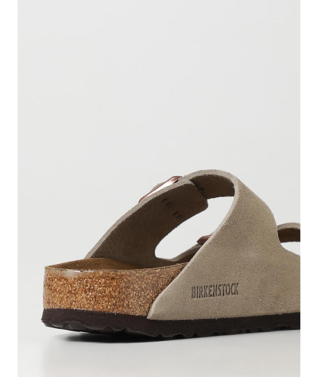 BIRKENSTOCK Серые кожаные шлепанцы, фото 3