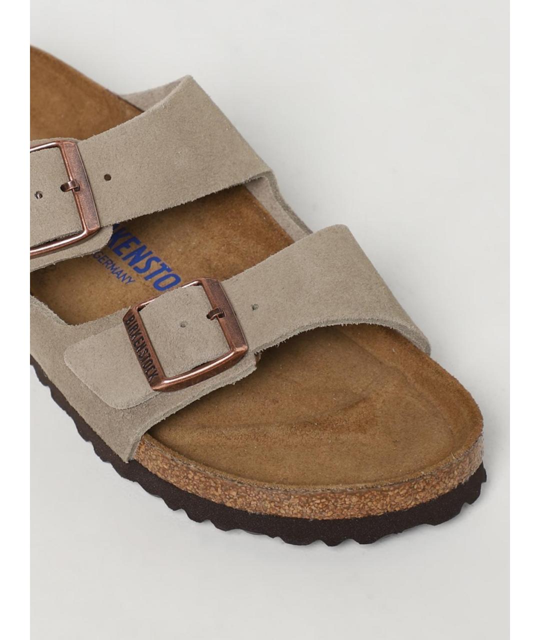 BIRKENSTOCK Серые кожаные шлепанцы, фото 4