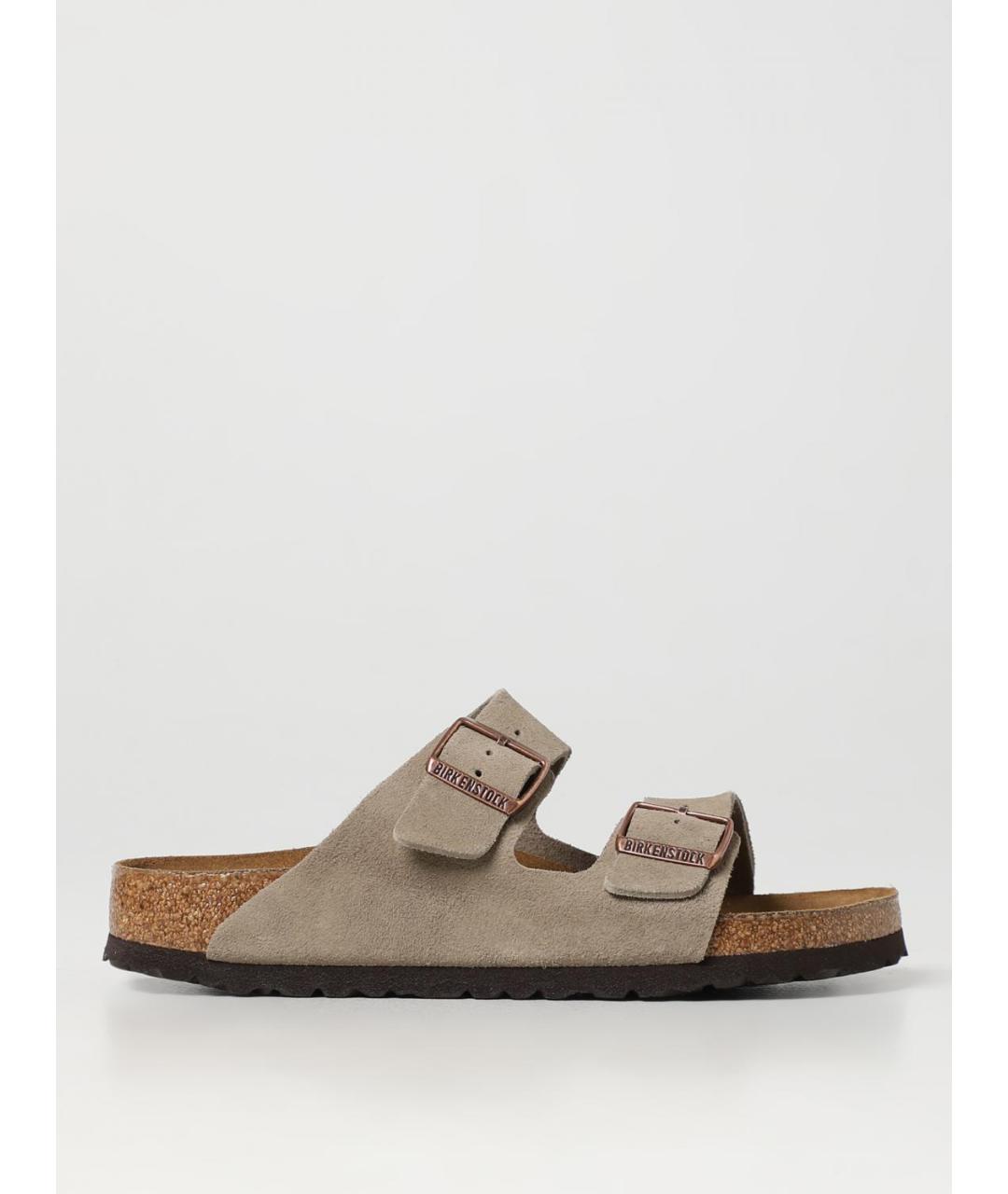 BIRKENSTOCK Серые кожаные шлепанцы, фото 5