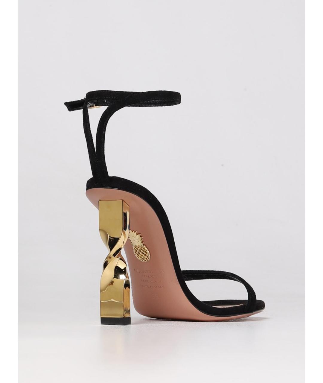 AQUAZZURA Черные кожаные босоножки, фото 3