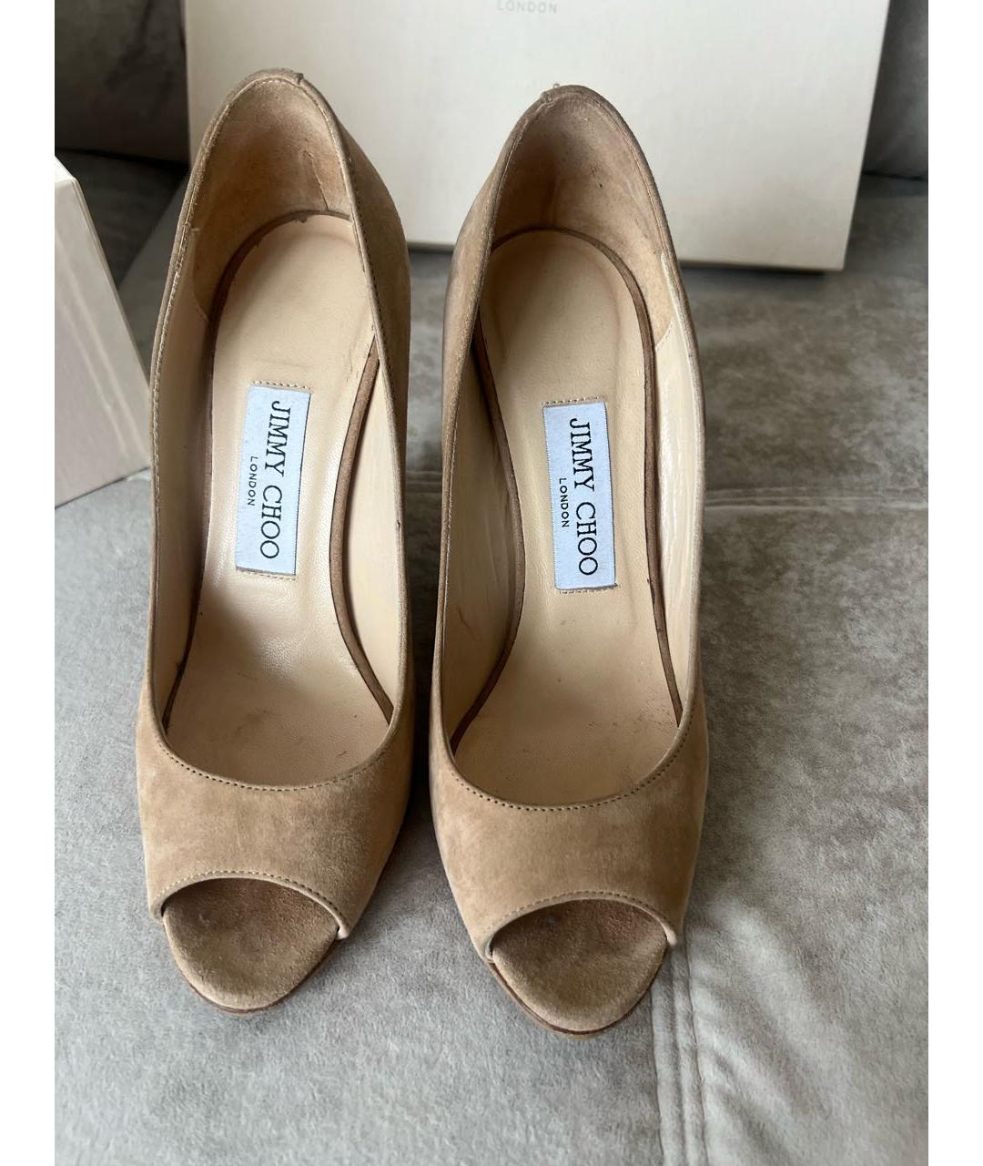 JIMMY CHOO Бежевые замшевые туфли, фото 2