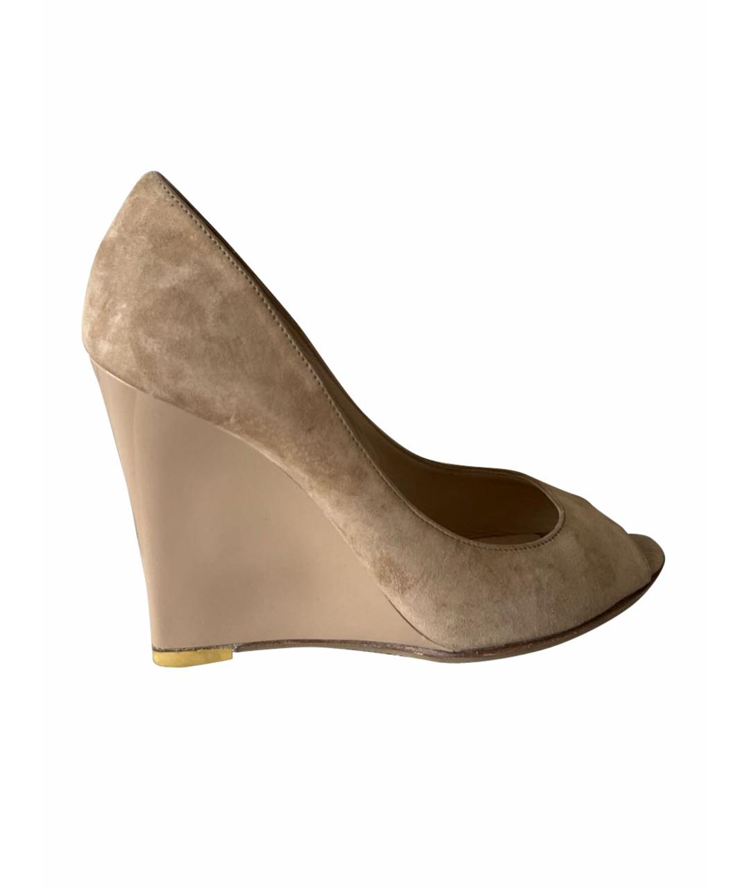 JIMMY CHOO Бежевые замшевые туфли, фото 5