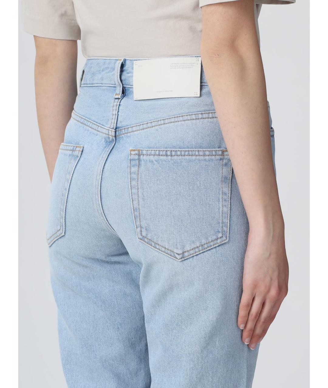 OFF-WHITE Голубые хлопковые прямые джинсы, фото 6