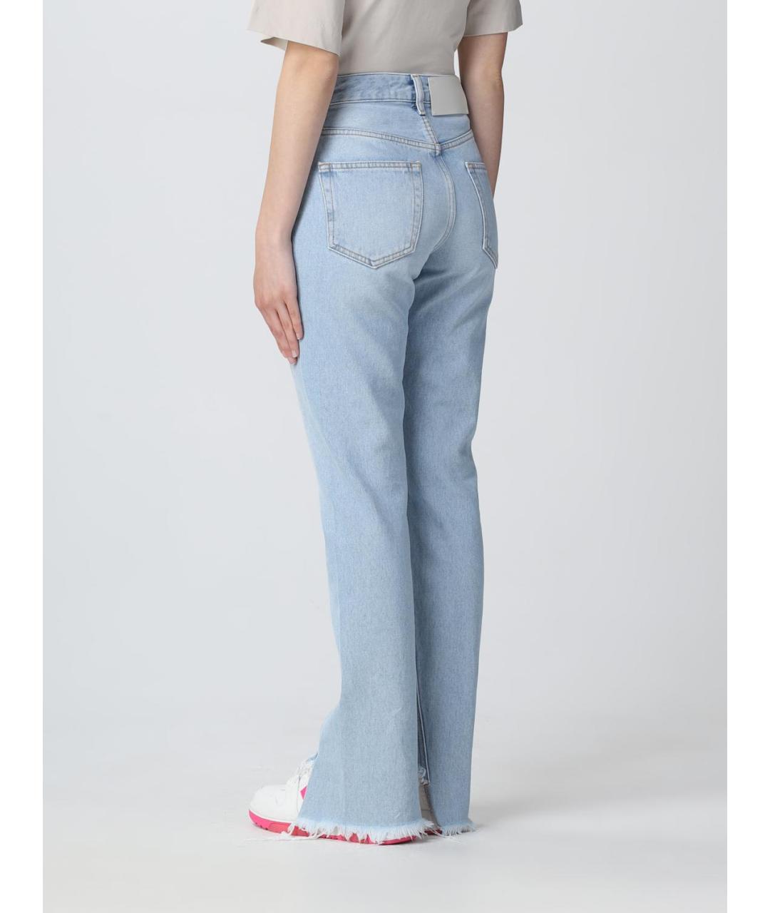 OFF-WHITE Голубые хлопковые прямые джинсы, фото 4