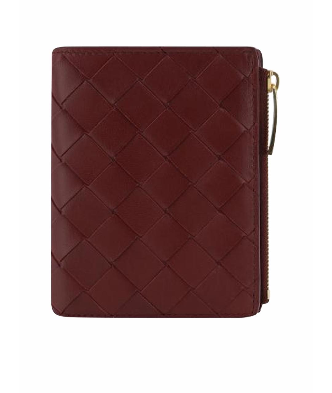 BOTTEGA VENETA Бордовый кожаный кошелек, фото 1