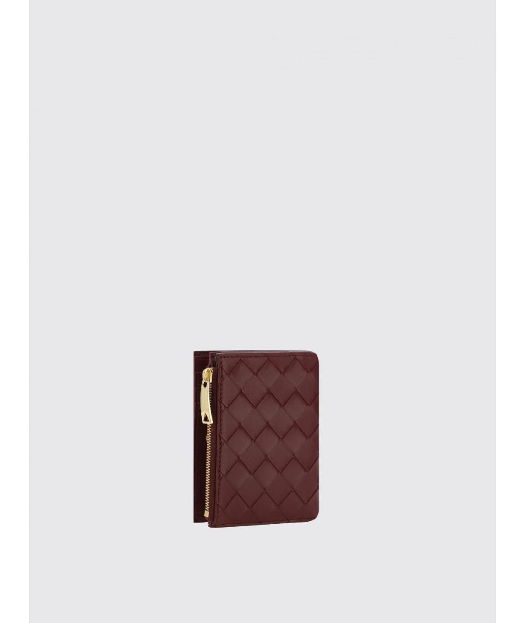 BOTTEGA VENETA Бордовый кожаный кошелек, фото 3